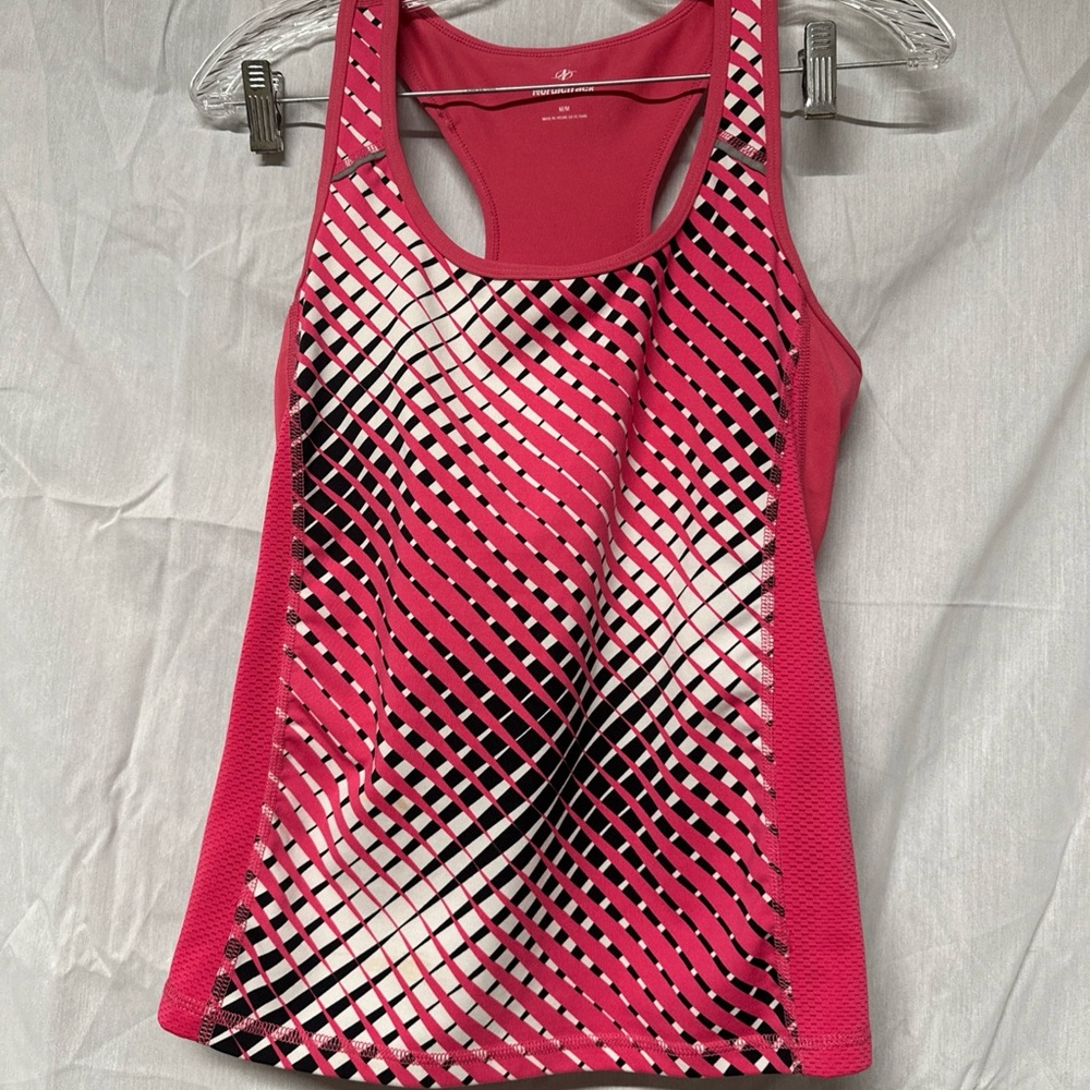 Pink and Black Fitted Graphic Tank Top